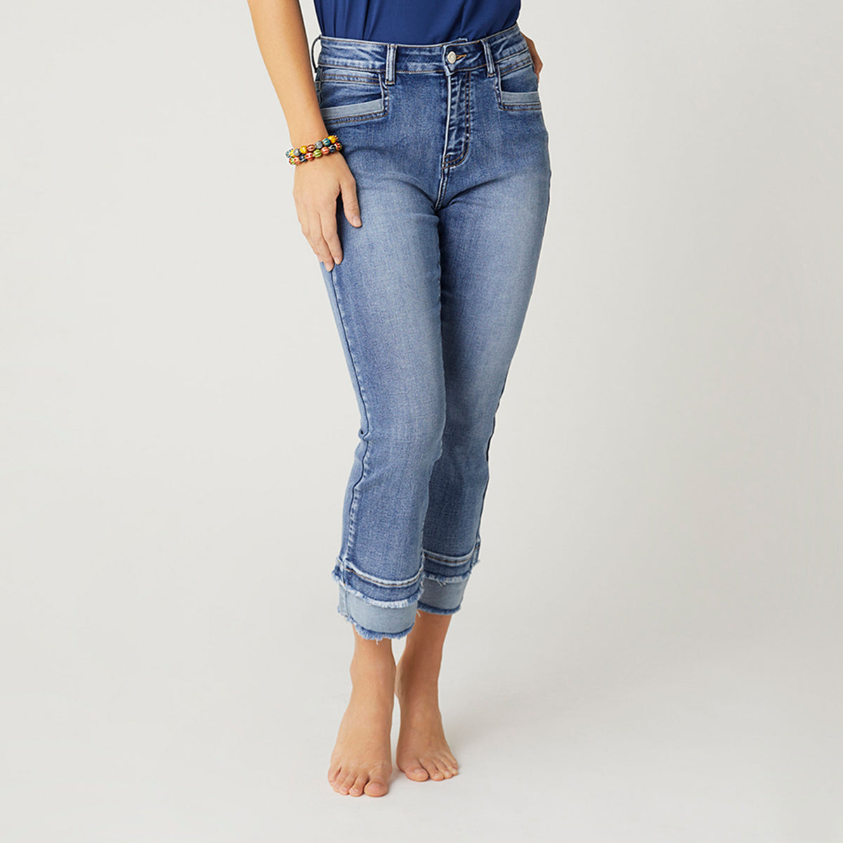 COCO + CARMEN  EverStretch Boyfriend Capri Jeans with Contrast