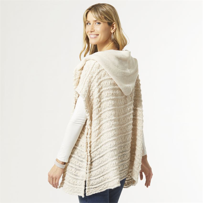 Willow Hooded Ruana with Side Buttons - Ivory – COCO + CARMEN