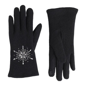 Christmas Snowflake Touchscreen Glove - Black