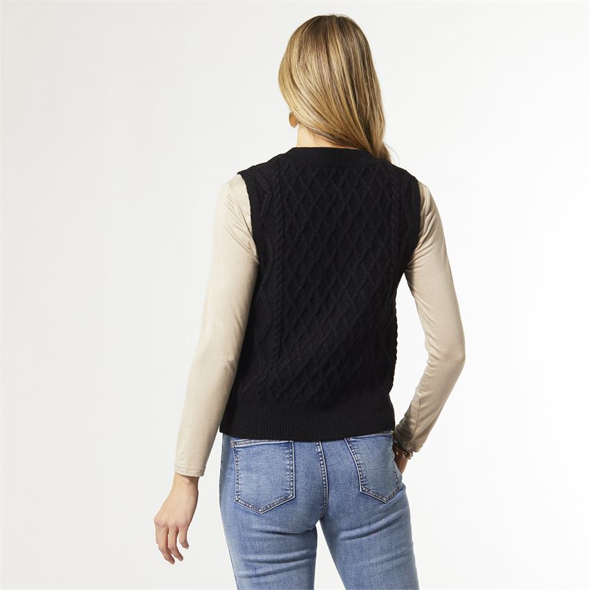 Aria V-Neck Sweater Vest - Black - Final Sale