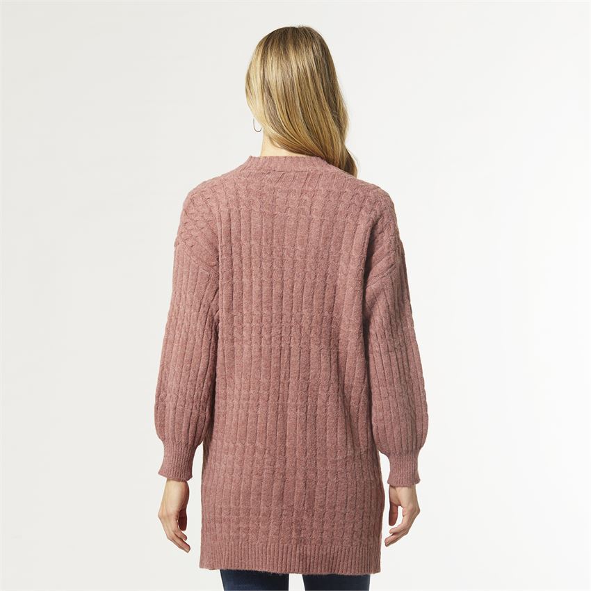 Maya Cable Knit Cardigan with Pockets - Dusty Wine