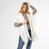 Eloise Hooded Ruana with Frayed Fringe - Ivory