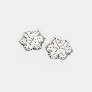 Snowflake Beaded Earring - White