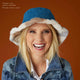 Plaid Faux Fur Reversible Hat - Teal