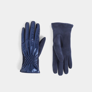 Puffer Pucker Wrist Touchscreen Gloves - Navy