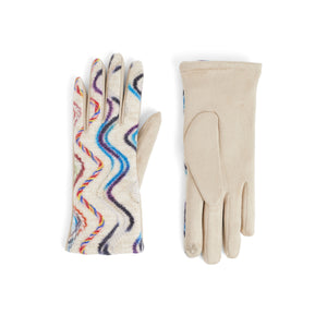 Wavy Felt Touchscreen Gloves - Tan Multi