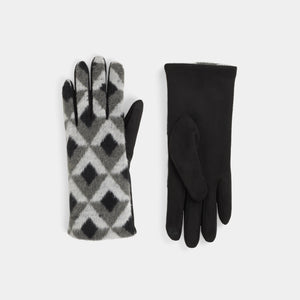 Diamond Pattern Touchscreen Gloves - Grey