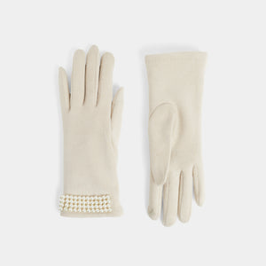 Pearl Cuff Touchscreen Gloves - Natural