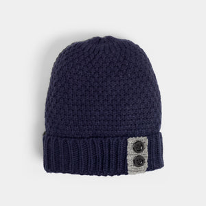 Tab Winter Knit Hat - Navy