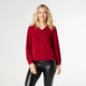 Chloe V-Neck Blouse with Studs - Burgundy