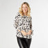 Betsy Bell Sleeve Tie Cuff Top - Black/Cream Print