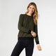 Lanthe Crew Neck Sweater Top - Green/Black