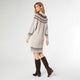 Fair Isle Sweater Dress - Taupe/Cream/Wine