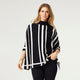 Lynda Mock Neck Sweater with Stripes - Black/White