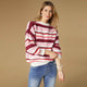 Paloma Textured Stripe Crew Neck Sweater - Pink Stripes