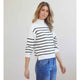 Neve Stripe Mock Neck Sweater - Winter White/Black