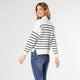 Neve Stripe Mock Neck Sweater - Winter White/Black