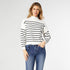 Neve Stripe Mock Neck Sweater - Winter White/Black