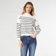 Neve Stripe Mock Neck Sweater - Winter White/Black