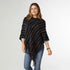 Tillie Brushed Braided Stripe Poncho - Black