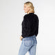 Imani Cable Knit Faux Fur Sweater - Black