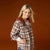 Frieda Button Front Hooded Shacket with Pockets - Rust/Navy Plaid