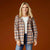 Frieda Button Front Hooded Shacket with Pockets - Rust/Navy Plaid