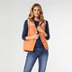 Everett Colorblock Vest with Printed Hood - Terra Cotta/Khaki