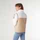 Yona Mixed Sherpa Pleather Vest - Off White/Khaki