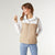 Yona Mixed Sherpa Pleather Vest - Off White/Khaki