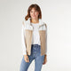 Yona Mixed Sherpa Pleather Vest - Off White/Khaki