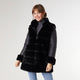 Cabrina Faux Fur Jacket with Puffer Sleeves - Black