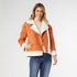 Bexley Sherpa Bonded Faux Suede Moto - Pumpkin