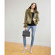 Dion Faux Fur Moto Jacket - Olive