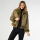 Dion Faux Fur Moto Jacket - Olive