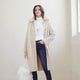 Sofia Brushed Coat with Removable Collar - Beige/Cream