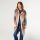 Cowichan Long Hooded Aztec Cardigan - Rust/Cream/Navy