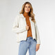 Kelsey Zip Front Rib Collar Cardigan - Cream Speckle