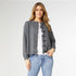 Celleste Button Front Cardigan with Fringe - Charcoal