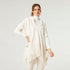 Eloise Hooded Poncho with Frayed Fringe - Cream