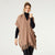 Eloise Hooded Poncho with Frayed Fringe - Mushroom