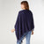 Lightweight Poncho with Fringe - Navy