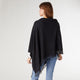 Lightweight Poncho with Fringe - Black