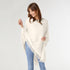 Lightweight Poncho with Fringe - Egret