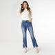 EverStretch Flare with Crossover Fringe Bottom - Medium Denim