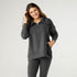 Weekend Brushed Half Zip Collar Top - Charcoal