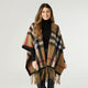 Jora Plaid Wrap with Fringe - Taupe