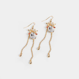 Elegant Reindeer Dangle Earrings - Gold