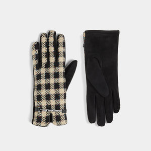 Glitzy Checkered Touchscreen Gloves - Tan Glitz