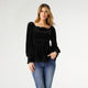 Lulu Pleated Velour Top - Black